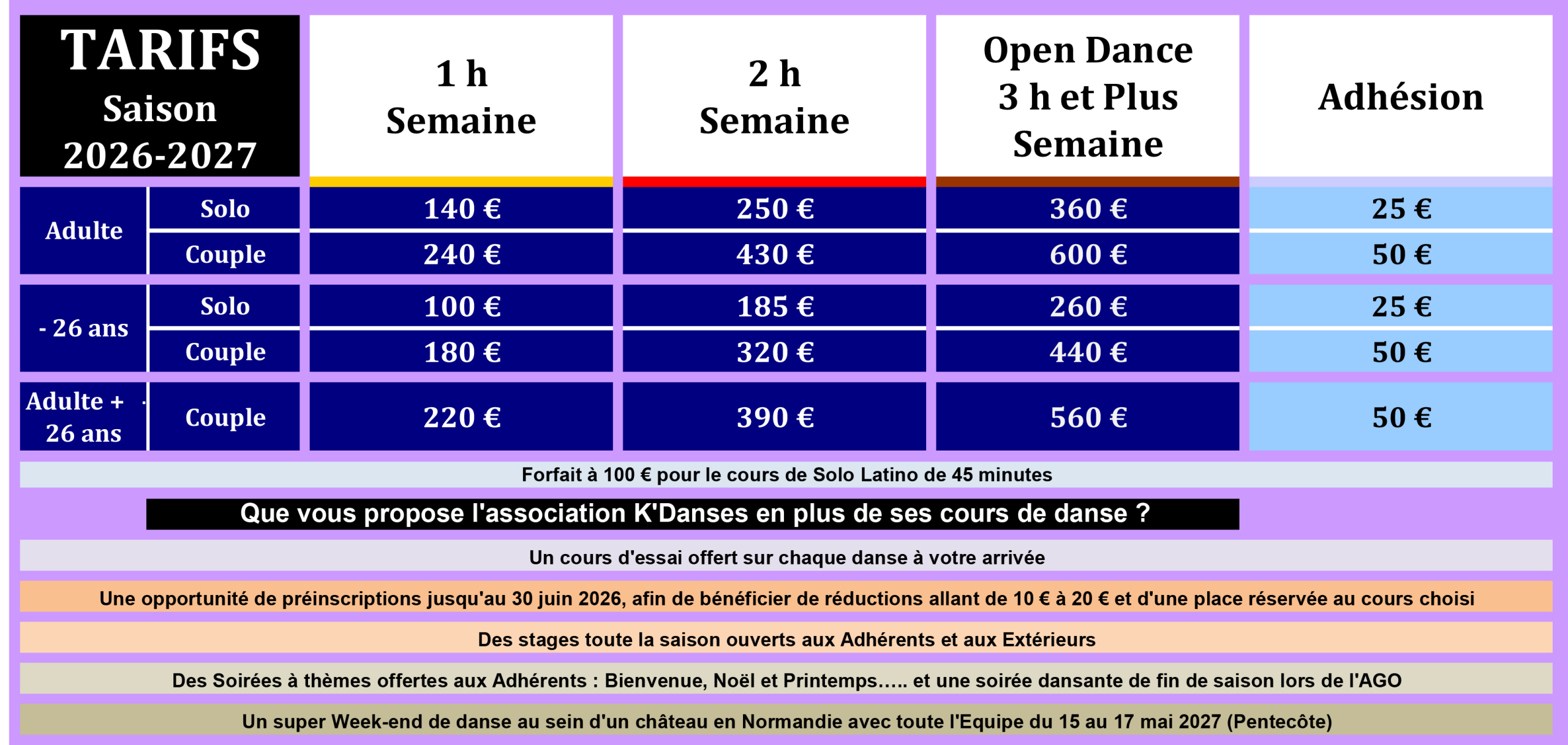 TARIF 2026 2027 TARIF 2026 2027